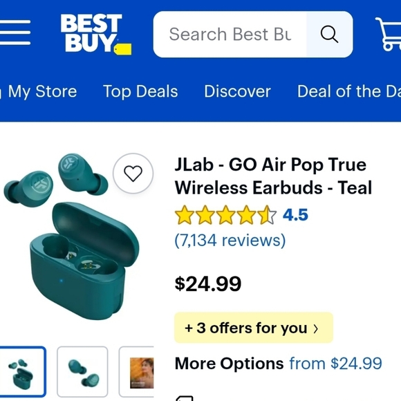 JLab GO Air Pop True Wireless Earbuds - Teal - Picture 1 of 16